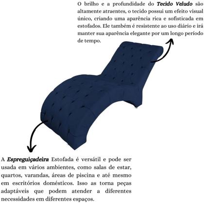 Imagem de Recamier Divã Espreguiçadeira Sala e Cliníca Estética Veludo Cor:Azul Marinho