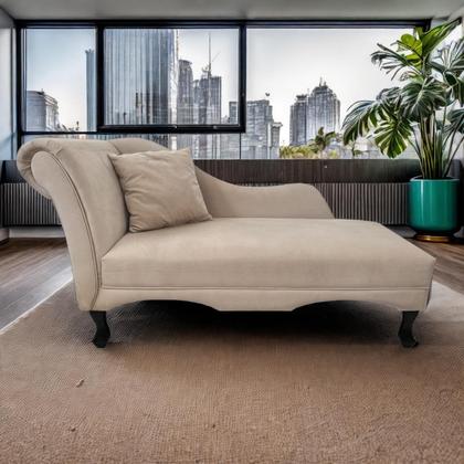 Imagem de Recamier Divã Estofado Direito De Quem Senta Olívia Suede Bege - INCASA DECOR