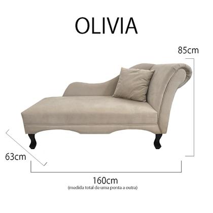 Imagem de Recamier Divã Estofado Direito De Quem Senta Olívia Suede Bege - INCASA DECOR
