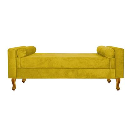 Imagem de Recamier Divã Félix Baú 100 cm Estofado Luiz XV Sofá Suede Amarelo Para Sala de Estar Consultório Quarto Recepção Escritório - AM Decor