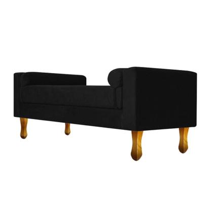Imagem de Recamier Divã Félix Baú 100 cm Estofado Luiz XV Sofá Suede Preto Para Sala de Estar Consultório Quarto Recepção Escritório - AM Decor