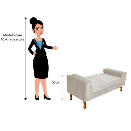 Imagem de Recamier Divã Felix Baú 160 cm Estofado Luiz XV Sofá 2 Lugares Suede Bege Para Sala de Estar Consultório Quarto Recepção Escritório - AM Decor