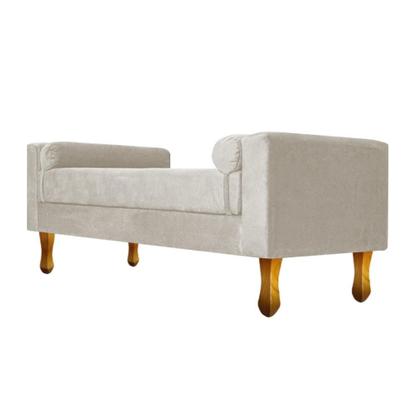 Imagem de Recamier Divã Felix Baú 160 cm Estofado Luiz XV Sofá 2 Lugares Suede Bege Para Sala de Estar Consultório Quarto Recepção Escritório - AM Decor