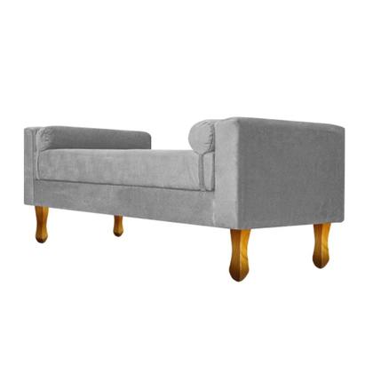 Imagem de Recamier Divã Félix Baú 90 cm Estofado Luiz XV Sofá Suede Cinza Para Sala de Estar Consultório Quarto Recepção Escritório - AM Decor