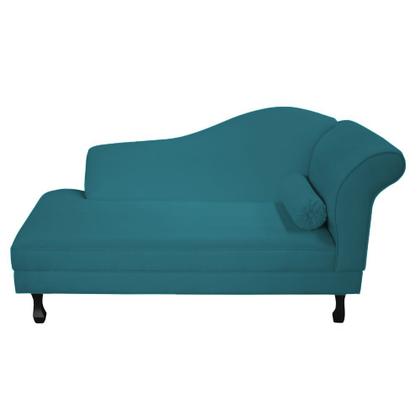 Imagem de Recamier divã larissa liso 185cm lado direito suede azul turquesa