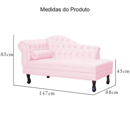 Imagem de Recamier Divã Namoradeira Larissa Lado Direito belo tok - material sintético Rosa Claro