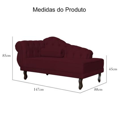 Imagem de Recamier Divã Namoradeira Larissa Lado Direito belo tok - Suede Bordô