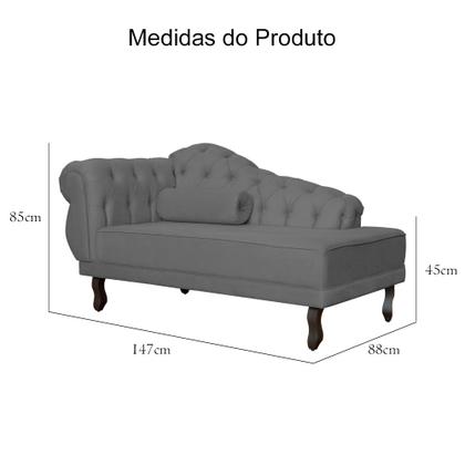 Imagem de Recamier Divã Namoradeira Larissa Lado Direito belo tok - Suede Cinza