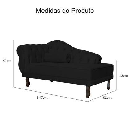 Imagem de Recamier Divã Namoradeira Larissa Lado Direito belo tok - Suede Preto