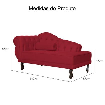 Imagem de Recamier Divã Namoradeira Larissa Lado Direito belo tok - Suede Vermelho