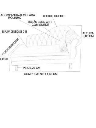 Imagem de Recamier Divã Namoradeira Sofá Psicologia Consultório Lado Direito Suede Preto 1,60 Cm - ANCHAR ESTOFADOS