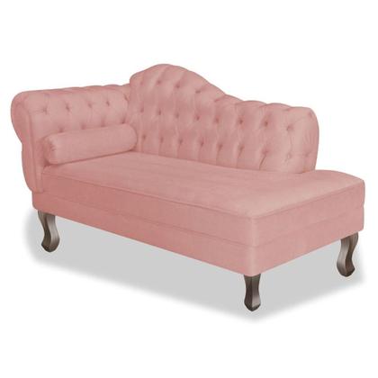 Imagem de Recamier Divã Sofá 140 cm Lado Esquerdo Suede Rosê Novo Encanto