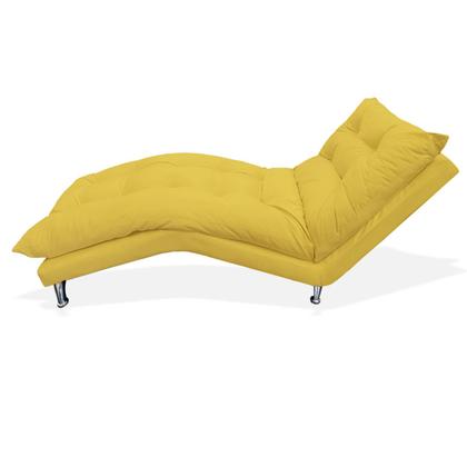 Imagem de Recamier Espreguiçadeira  Decorativa Estofada Diva Suede Amarelo - DL Decor