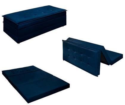 Imagem de Recamier Estofado Que Vira Cama Para Quarto Com Bau Confortavel Design Moderno