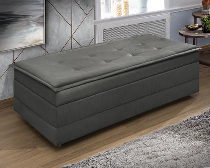 Imagem de Recamier Estofado Que Vira Cama Para Quarto Com Bau Confortavel Design Moderno