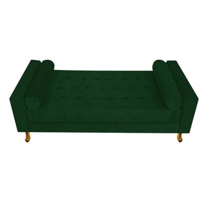Imagem de Recamier Felix Divã Baú 120 cm Estofado Luiz XV Sofá 2 Lugares Suede Verde Para Sala de Estar Consultório Quarto Recepção Escritório - AM Decor