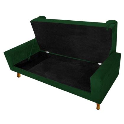 Imagem de Recamier Felix Divã Baú 120 cm Estofado Luiz XV Sofá 2 Lugares Suede Verde Para Sala de Estar Consultório Quarto Recepção Escritório - AM Decor