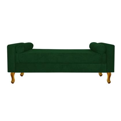 Imagem de Recamier Felix Divã Baú 120 cm Estofado Luiz XV Sofá 2 Lugares Suede Verde Para Sala de Estar Consultório Quarto Recepção Escritório - AM Decor