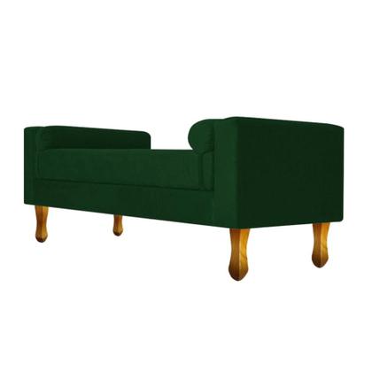 Imagem de Recamier Felix Divã Baú 120 cm Estofado Luiz XV Sofá 2 Lugares Suede Verde Para Sala de Estar Consultório Quarto Recepção Escritório - AM Decor