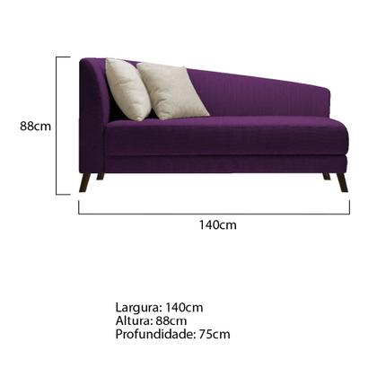 Imagem de Recamier Heitor 140cm com Almofada Lado Direito Suede - ADJ Decor