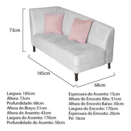 Imagem de Recamier Heitor 185cm com Almofada Lado Direito Sintético