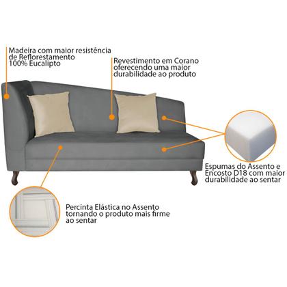 Imagem de Recamier Heitor 185cm com Almofada Lado Direito Sintético