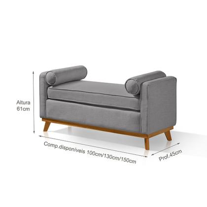 Imagem de Recamier Italia 1,30M  com Base Madeira Linho Sofatec