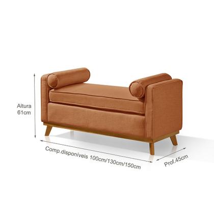 Imagem de Recamier Italia 1,30M  com Base Madeira Linho Sofatec