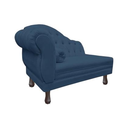 Imagem de Recamier Larissa Estofado Sala 120 cm Direito De Quem Senta Suede Azul Marinho - DL Decor