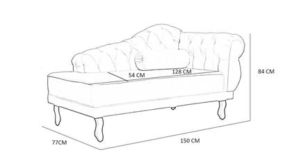 Imagem de Recamier Larissa Lado Direito 1,50 cm Veludo Cinza - Montanaris Decor