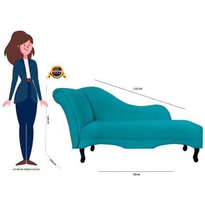 Imagem de Recamier Namoradeira Divã Lado Direito Olivia Suede Azul Turqueza - DS Estofados