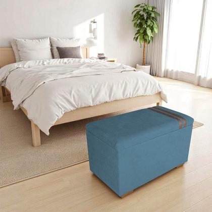 Imagem de Recamier Puff Baú Decorativo Funcional Organizador no Boucle com Cinto em material sintético Caramelo