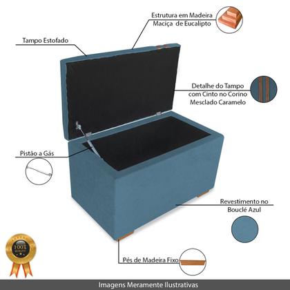 Imagem de Recamier Puff Baú Decorativo Funcional Organizador no Boucle com Cinto em material sintético Caramelo