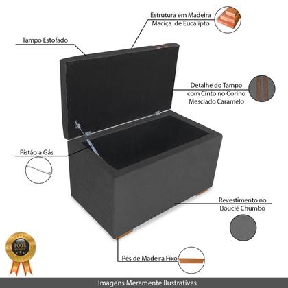 Imagem de Recamier Puff Baú Decorativo Funcional Organizador no Boucle com Cinto em material sintético Caramelo