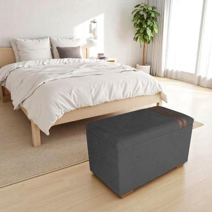 Imagem de Recamier Puff Baú Decorativo Funcional Organizador no Boucle com Cinto em material sintético Caramelo