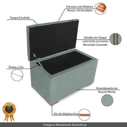 Imagem de Recamier Puff Baú Decorativo Funcional Organizador no Boucle com Cinto em material sintético Caramelo