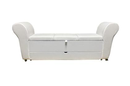 Imagem de Recamier puff baú sapateira com braços e gaveta 1,58 cm para cama box queen size - branco