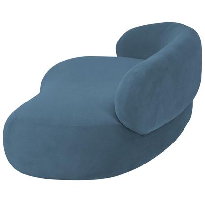 Imagem de Recamier Sofá Curvo Luxo Recepção Lado Direito Canadá 150cm Linho Azul Royal - INCASA DECOR