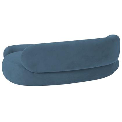 Imagem de Recamier Sofá Curvo Luxo Recepção Lado Direito Canadá 150cm Linho Azul Royal - INCASA DECOR