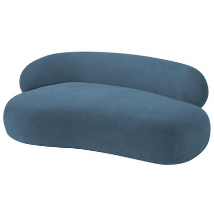 Imagem de Recamier Sofá Curvo Luxo Recepção Lado Direito Canadá 150cm Linho Azul Royal - INCASA DECOR