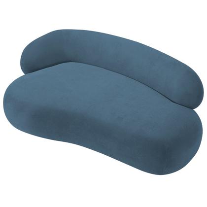 Imagem de Recamier Sofá Curvo Luxo Recepção Lado Direito Canadá 150cm Linho Azul Royal - INCASA DECOR