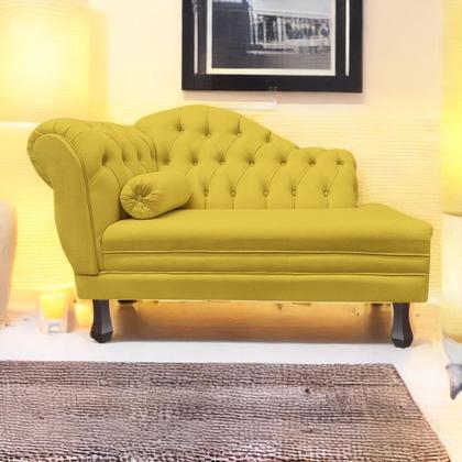Imagem de Recamier Sofá Direito Larissa 120cm Sala Suede Amarelo - INCASA DECOR