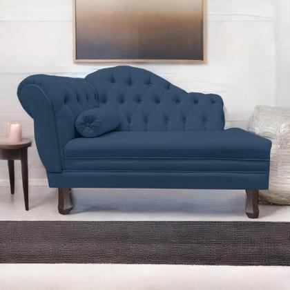 Imagem de Recamier Sofá Direito Larissa 120cm Sala Suede Azul Marinho - INCASA DECOR