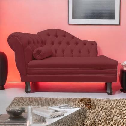 Imagem de Recamier Sofá Direito Larissa 120cm Sala Suede Vermelho Bordo - INCASA DECOR