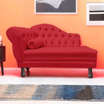 Imagem de Recamier Sofá Direito Larissa 120cm Sala Suede Vermelho - INCASA DECOR