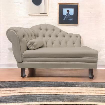 Imagem de Recamier Sofá Direito Larissa 120cm Sala Veludo Bege - INCASA DECOR