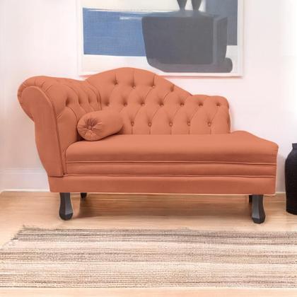 Imagem de Recamier Sofá Direito Larissa 120cm Sala Veludo Coral - INCASA DECOR