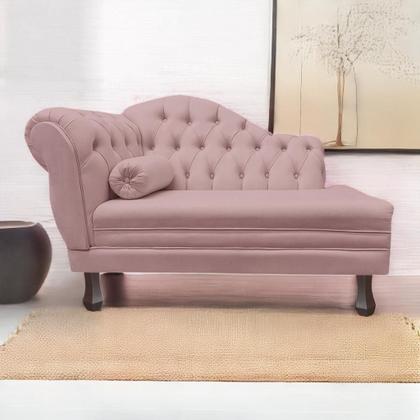 Imagem de Recamier Sofá Direito Larissa 120cm Sala Veludo Nude - INCASA DECOR