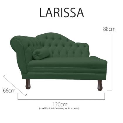 Imagem de Recamier Sofá Direito Larissa 120cm Sala Veludo Verde - INCASA DECOR