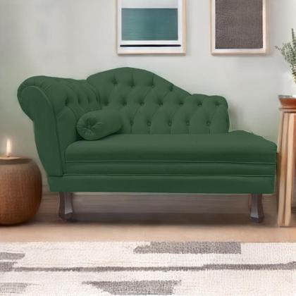 Imagem de Recamier Sofá Direito Larissa 120cm Sala Veludo Verde - INCASA DECOR